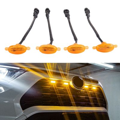 [ Plug &amp; PLAY ] Car LED Front Grille Smoked Amber Light Daytime Running Lights Lamp for Universal Pickup SUV Truck Sedan