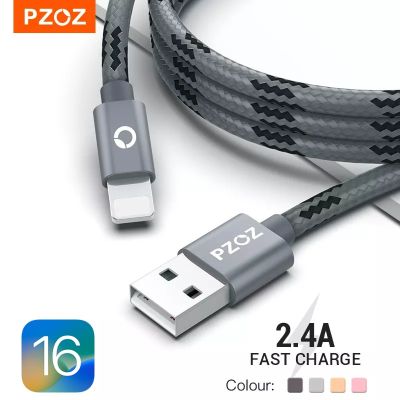 สาย Usb PZOZ สำหรับสายเคเบิล14 13 12 11 Pro Max Xs Xr X SE 8 7 6S Plus Ipad Air Mini สายชาร์จสำหรับเร็ว