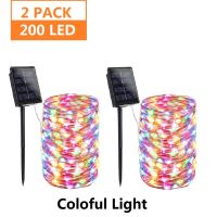 2PCS Solar String Lights LED Waterproof Fairy Lamp Multi Color String Copper Wire Lamp Garland Street Garden Party Decor Outdoor