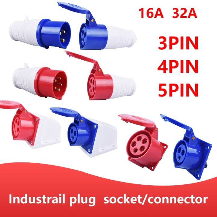☁ MALE FEMALE IP44 Industrial Plug and Socket Waterproof Connector 3PIN