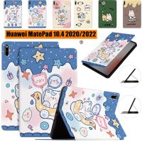 สำหรับ Huawei MatePad 10.4 2020 2022แท็บเล็ตตั้งได้ฝาพับหนังหนังสือกันกระแทกปกเคสแมวกระต่ายน่ารักการ์ตูนสด