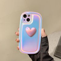 yqcx001 sell well - / 3D Laser Love Heart Phone Case for iPhone 14 13 12 11 Pro Max Plus X XS XR Round Edge Korea Style Protective Soft Silicone Cover