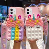 เคสกระเป๋าสตางค์สำหรับ Realme 8 5G 7 7i 5 5S 5i 6i 6 3 Pro C21Y C21 C25 C25s C17 C11 C12 C15 C17 C2 C3 Rainbow Bubble เคสหรูหรามีซิปลายการ์ตูนยูนิคอร์นกระเป๋าใส่เหรียญน่ารักที่คลุมกระเป๋าเคสโทรศัพท์มือถือ TPU แบบนิ่มแฟชั่น Casetify Girls