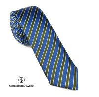 Giorgio Del Sarto Necktie  Silk 6.5 cm Blue with Green Stripe with Fabric Texture เนคไทผ้าไหมสีฟ้า-เขียว มีเท็กเจอร์