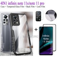 เคสป้องกันการกระแทก4in1สำหรับ Infinix Note 11S /Note 11 Pro ฟิล์มกระจกนิรภัยและฟิล์มเลนส์กล้องและคาร์บอนผิว