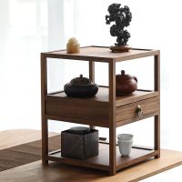 [COD] New Chinese style walnut storage multi-functional solid Bogu tea set display decoration