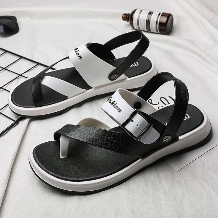 men-sandals-รองเท้าแตะรัดส้นสีดำสไตล์เกาหลี-ส่งฟรี-รัดส้นรุ่นใหม่-ชายรองเท้าแตะ-รองเท้าแตะชายหาด-รองเท้าแตะแฟชั่น