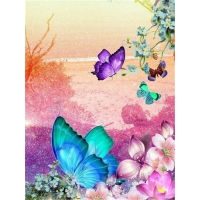 Butterfly And Flower Printed Water-Soluble Canvas 11CT Cross Stitch DIY Embroidery Kit DMC Threads Painting Knitting Design