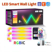 ไฟ LED อัจฉริยะ Tuya RGB IC Splicing โคมไฟติดผนังบลูทูธ /Wifi ควบคุมเพลงซิงค์สำหรับทีวีไฟกลางคืนห้องนอนเกมห้องบาร์ตกแต่งสมาร์ทผนัง