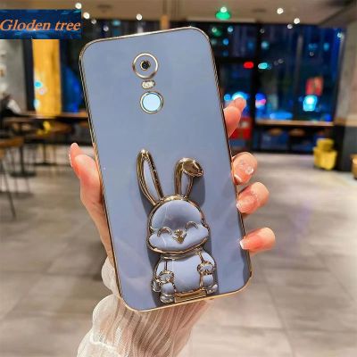 Andyh New Design For Xiaomi Redmi 5 Plus Case Luxury 3D Stereo Stand Bracket Smile Rabbit Electroplating Smooth Phone Case Fashion Cute Soft Case