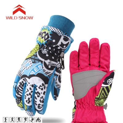 【LZ】◎❇  Neve selvagem À Prova D Água Luvas De Esqui Luvas Snowboard Snowmobile Neve Esporte Handwear Fleece Térmica À Prova de Vento Luvas De Esqui Para Crianças