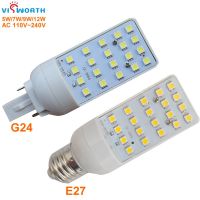 G24หลอดไฟ Led 5W 7W 9W 12W E27หลอดไฟข้าวโพด Led Smd5050 180องศา Ac 110V 220V 240V ปลั๊กไฟในแนวนอน