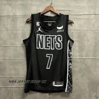 ใหม่ ของแท้ NBA Brooklyn Nets Kevin Durant ปี 2022-23 สําหรับผู้ชาย #7 เสื้อกีฬาแขนสั้น ลายทีม Jersey สีดํา