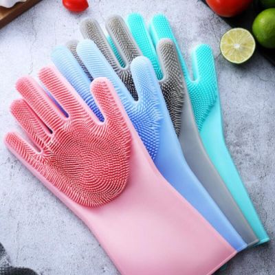 1pair Gloves Dishwashing Gloves Latex Glooves Long Rubber Gloves Kitchen For Home Cleaning Household For Washing Dishes Silicone Safety Gloves