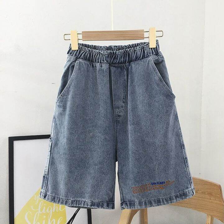 【มีไซส์ใหญ่】Plus Size Women's Denim Shorts Elastic Waist Letter