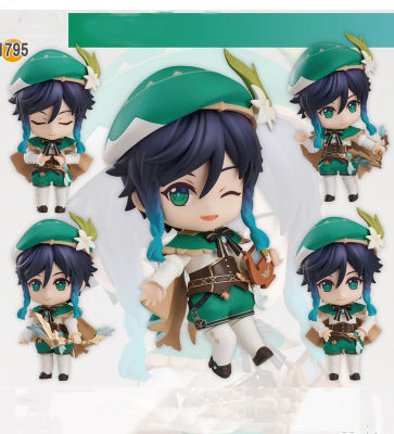 10Cm Genshin Impact Nendoroid 1795 Venti ภาพอนิเมะ1718 Genshin Impact Traveler/Lumine 1717 Aether Pvc ตุ๊กตาขยับแขนขาได้ของเล่น