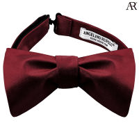 ANGELINO RUFOLO Bow Tie Tying(โบว์หูกระต่ายแบบผูกเอง) ผ้าไหมทออิตาลี่คุณภาพเยี่ยม ดีไซน์ Plain สีBurgundy/สีดำ/สีขาว