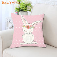 Cute Pink Rabbit Bunny Cartoon Animal Throw Pillow 45x45cm Nordic Plush Cushion Decorative Cushion for Sofa Kids Room Decor