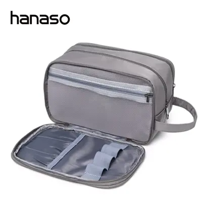 Hanaso กระเป๋าใส่อุปกรณ์อาบน้ำ กระเป๋าเครื่องสำอาง กระเป๋าห้องน้ำ มีหูจับ สำหรับพกพา กันน้ำ ทรงตั้งToiletry bag