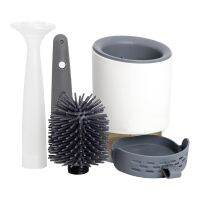 Toilet Brush,Refillable Handle Dispenses Gel Toilet Cleaner , Ventilated Holder for Sanitary Storage -Toilet Scrub Brush