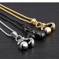 COMPASSION DIOXIDE78CO8 Punk Rock Stainless Steel Gold Silver Balck Mens Boys Gift Choker Necklace Boxing Glove Pendant Chain