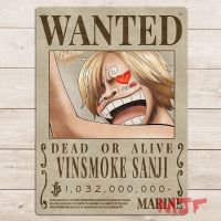 โปสเตอร์ Piece1Sanji ใหม่ที่ต้องการโปสเตอร์โลหะของตกแต่งบ้าน Dinding Kamar Tidur ป้ายโลหะที่มีคุณภาพ