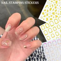 【CW】 1Pc Gold Decals Adhesive Pattern Smiley Stickers Decorations Manicure Accessories