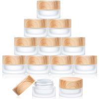 10PCS 5/10/15/20/30/50/60G Empty Sample Jars Frosted Glass Makeup Lotion Cream Jar Bottle With Wood Grain Lid Cosmetic Container