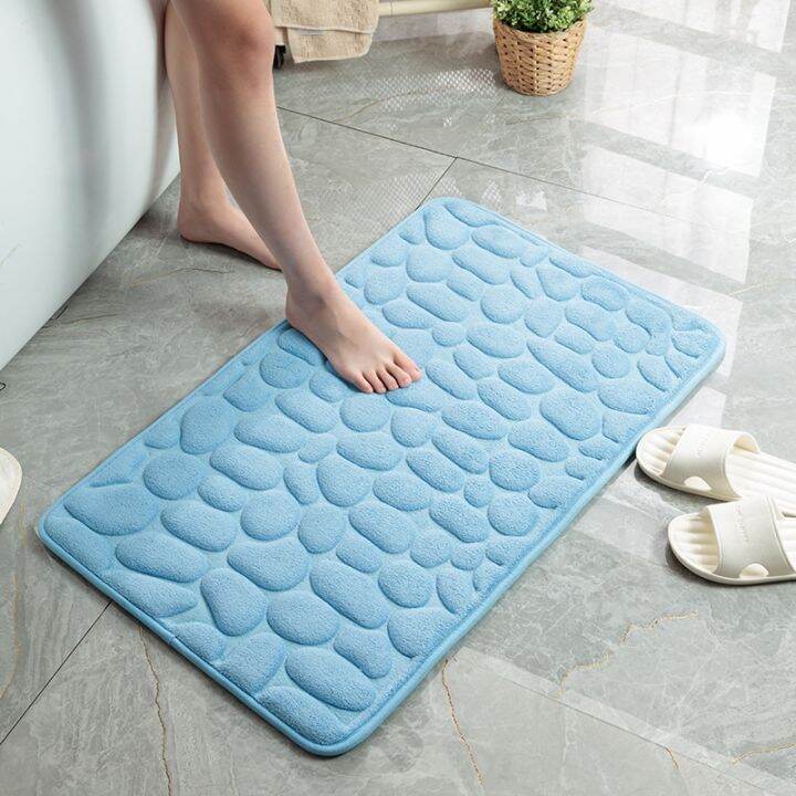 home-bath-mat-cobblestone-embossed-bathroom-carpet-water-absorption-non-slip-memory-foam-absorbent-washable-rug-toilet-floor-mat