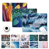 ✼ PU Leather Office Computer Mouse-pad Smooth Game Laptop Mouse Pad printed Feather Pattern Durable Laptop Gaming Mouse Desk Mat