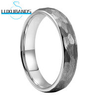 4MM Tungsten Carbide Rings For Wemens Multifaced Hammered Engagement Bands Brushed Finished Comfort Fit