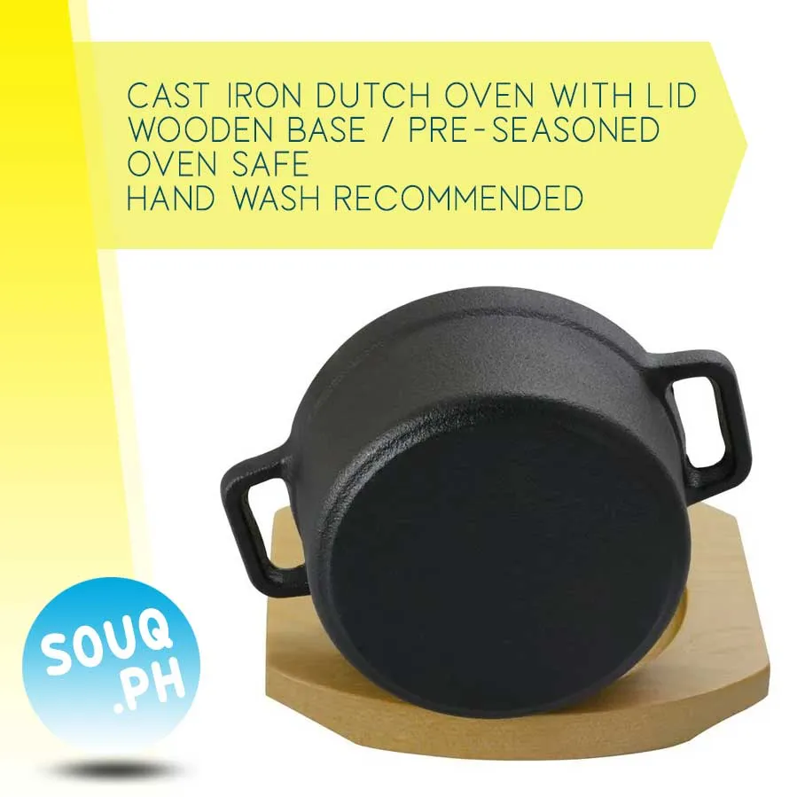 Gibson Home Campton 0.3qt. Mini Round Cast Iron Casserole Dutch Oven with  Lid & Wooden Base