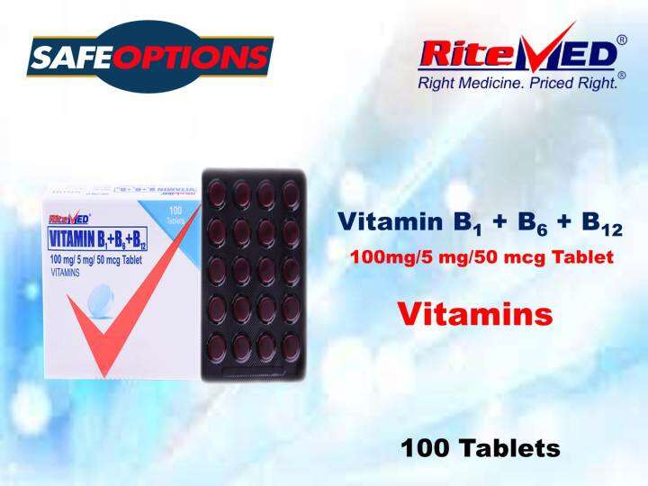 Authentic RITEMED Vitamin B Complex Tab 100mg/5mg/50mcg -100 Tabs ...