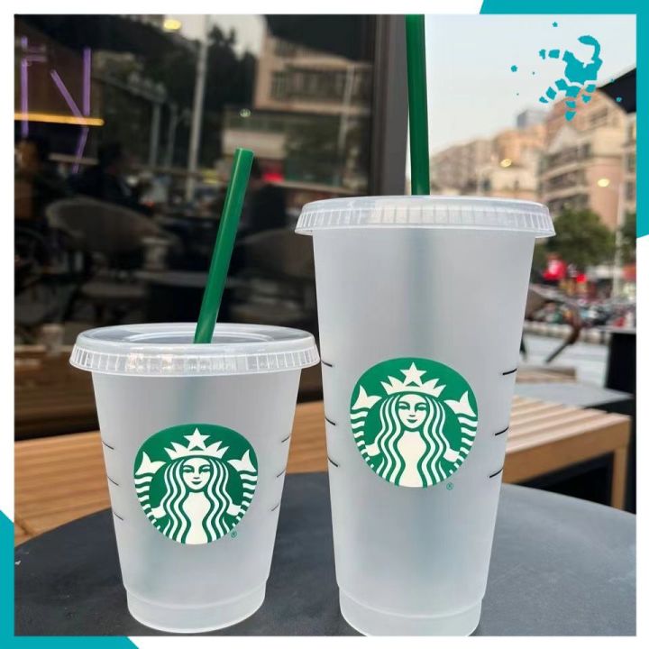STARBUCKS Reusable Venti 24 oz Frosted Cold Drink Cups w Lids