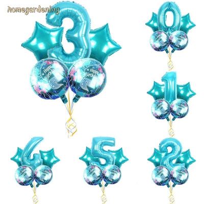 5pcs/set 32inch Digital Mermaid Aluminum Balloon Birthday Party Baby Shower Decor