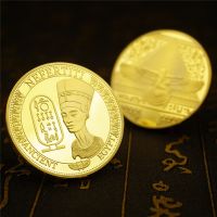 เหรียญของที่ระลึกชุบทองพีระมิดเนเฟอร์ติติของราชินีอียิปต์40มม. ของขวัญสำหรับสะสมแบบจำลองเหรียญที่ระลึก