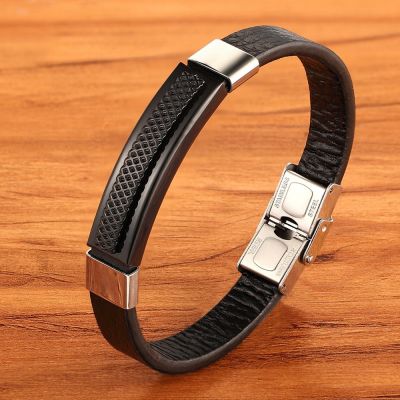 XQNI High Quality Rectangular Stainless Steel Multi-color Accessories Combination Men Leather Bracelet For Handsome Boys Present