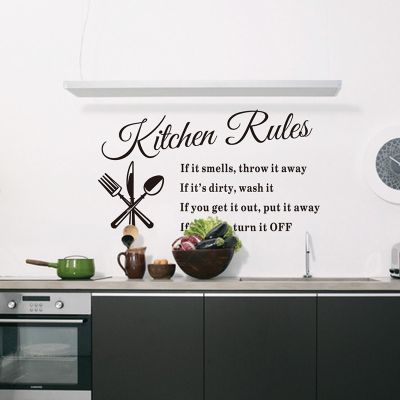 [24 Home Accessories] ตกแต่งบ้านสติ๊กเกอร์ติดผนังที่ถอดออกได้ Kitchen Rules Decal อุปกรณ์ตกแต่งบ้าน8203การออกแบบลวดลายที่สวยงามของตกแต่งบ้าน