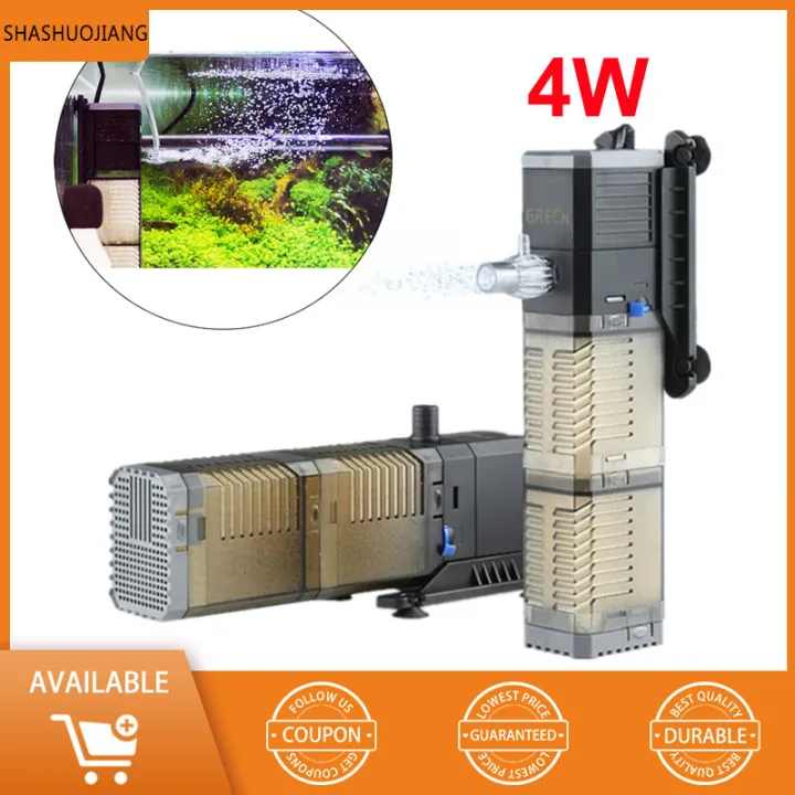 4in1 Mini Filter Aquarium Fish Sponge Oxygen Supply Quiet Air Pump Filter for All Small Fish