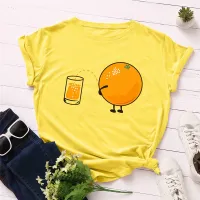 Tshirt Lovely Orange Printed Funny T Shirt Kawaii