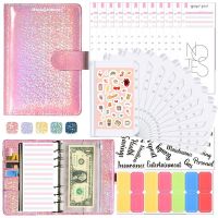 ✷◑ Cash Book Binder Budget Planner Notebook Cover Folder A6 Size 6 Hole Binder Pocket Plastic Binder Zipper Money Saving Envelope