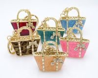 [HOT] Creative jewelry key chain set rhinestone handbag car keychain female bag accessories key chain metal enamel pendant small gift