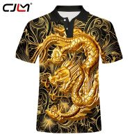 Golden Pattern Summer New Polo Shirt 3d Dragon Printing Polo Tees Pattern Short-sleeved Top T-shirt Fashion XS-4XL Dropship