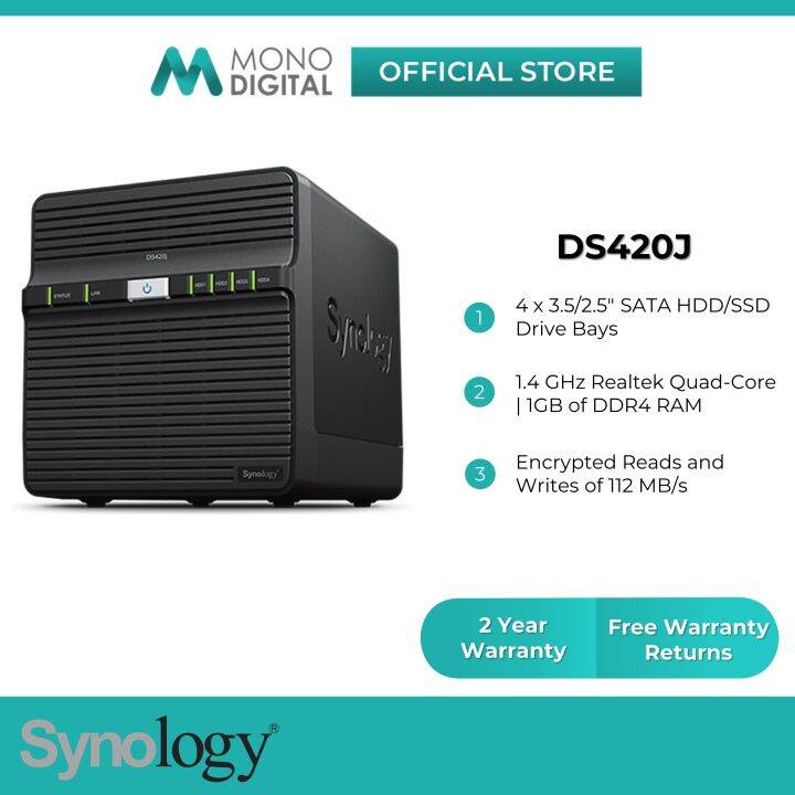 Synology DS420J NAS DiskStation 4Bays NAS QuadCore Processor External