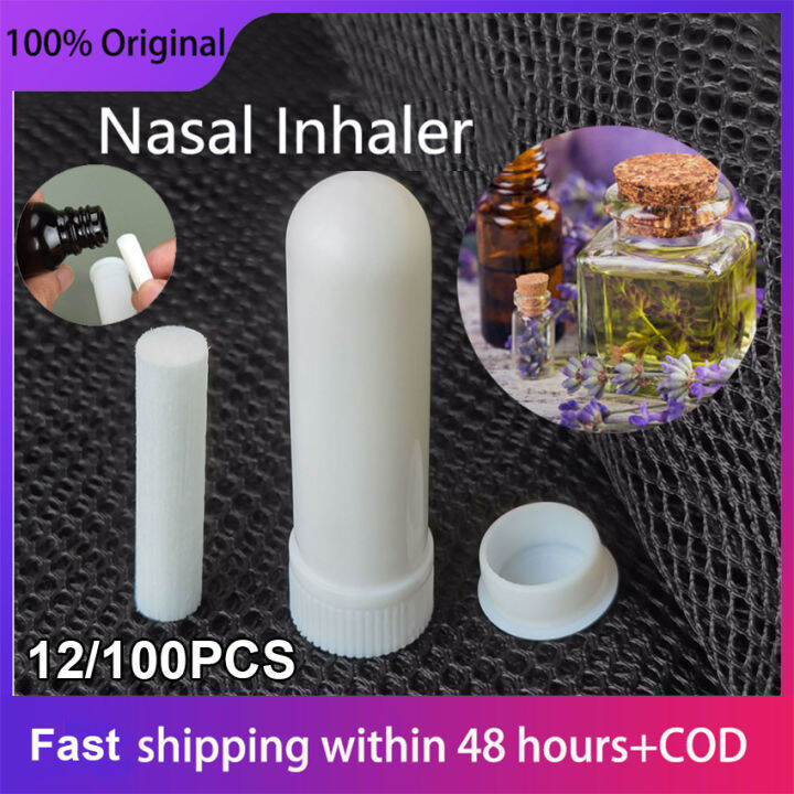 【Ready Stock】12/100Pcs Inhaler Stick Essential Oil Aromatherapy White