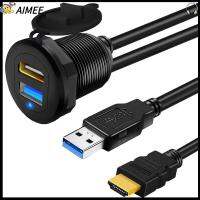 AIMEE 4K HD ไฟ LED แสดงสถานะ กันน้ำครับ ส่วนขยาย USB 3.0และ HDMI สายติดตั้งฟลัช แผงหน้าปัดรถยนต์