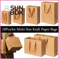 SUN BOX 10pcs/lot หลายขนาด ห่อชาอาหาร อุปกรณ์ปาร์ตี้ ถุงของขวัญ ปล้นร้าน พร้อมที่จับ แพ็คเกจขนม ถุงกระดาษคราฟท์