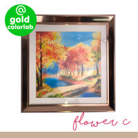 กรอบรูปภาพวาดวิว ดอกไม้ C พร้อมกรอบรูปตกแต่งห้อง premium สี Rose Gold ขนาด 50x48 cm / Flower C painting decoration frame