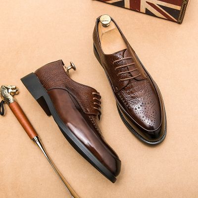 Italian style high quality hard cowhide mens formal wedding dress shoes pointed toe gentleman mens brogues oxford shoes