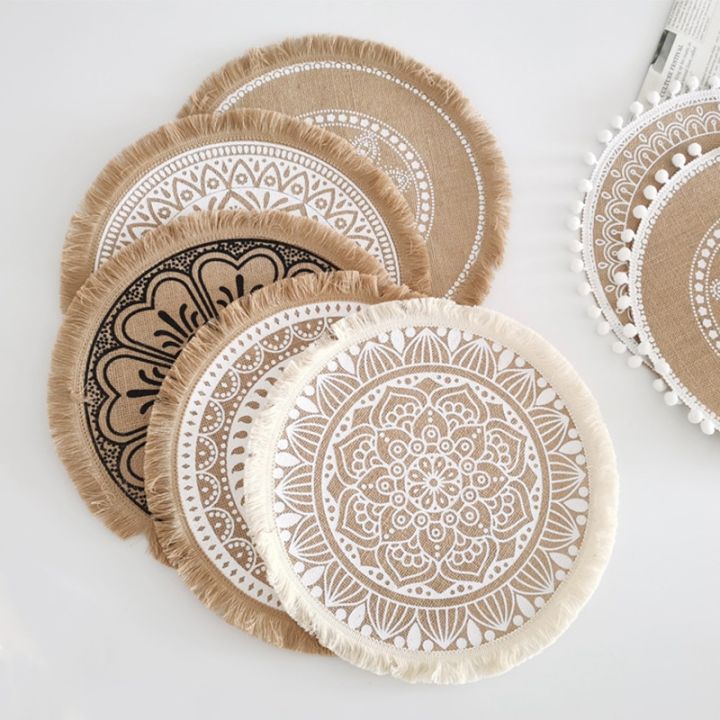 2pc-woven-jute-placemats-tassels-mats-round-table-mats-dining-table-heat-insulation-mat-home-party-wedding-decor